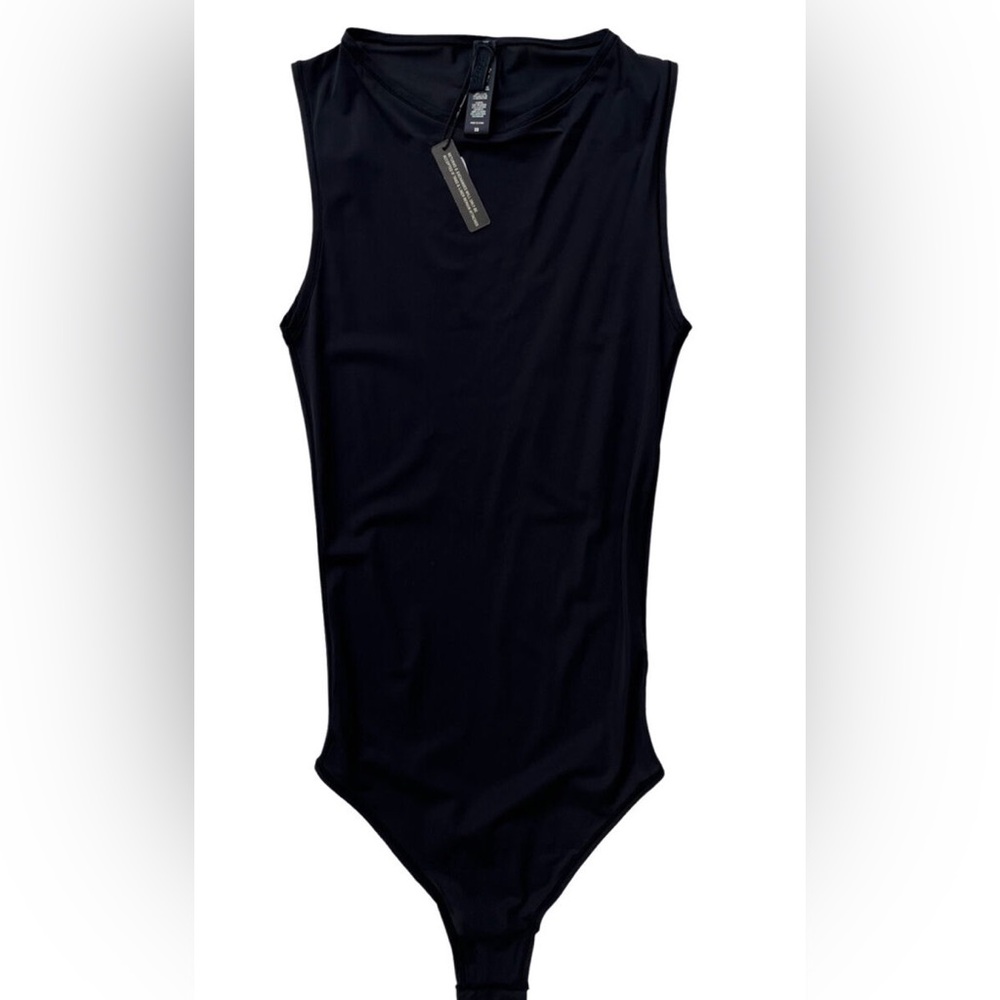 Skims Black Summer Mesh Crew Neck Bodysuit Sleeveless Bodysuit Size M NWT